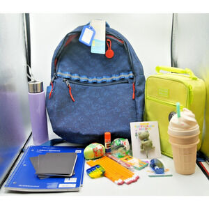 EcoTech Navy Backpack + Fulton Lunchbox School Supplies‎ Bundle Back to School